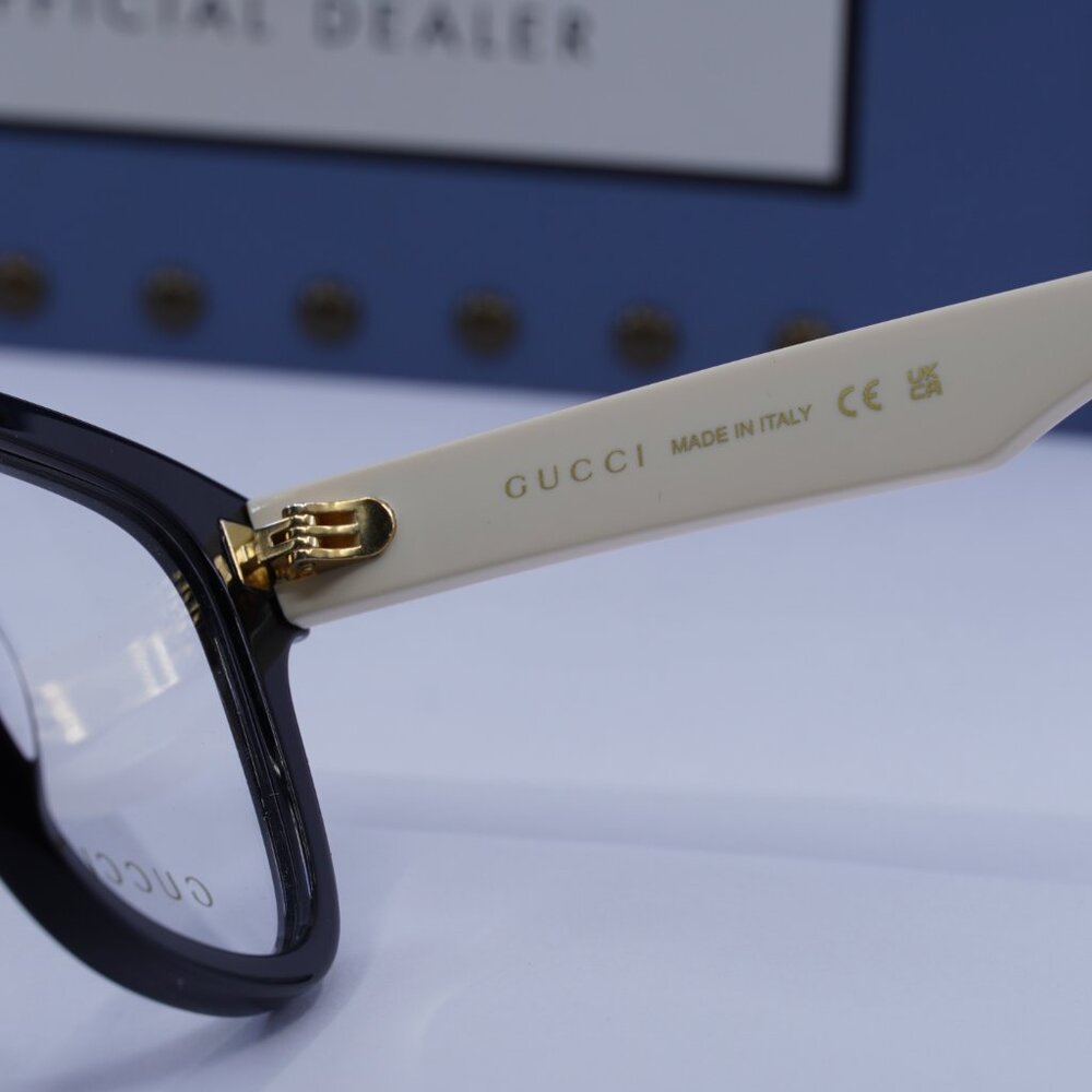 Gucci GG0958O 005 Square Eyeglasses - Black/White 52mm - Picture 8 of 11